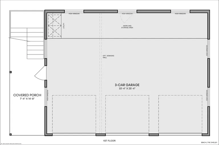 The Shelby floorplan, garage level